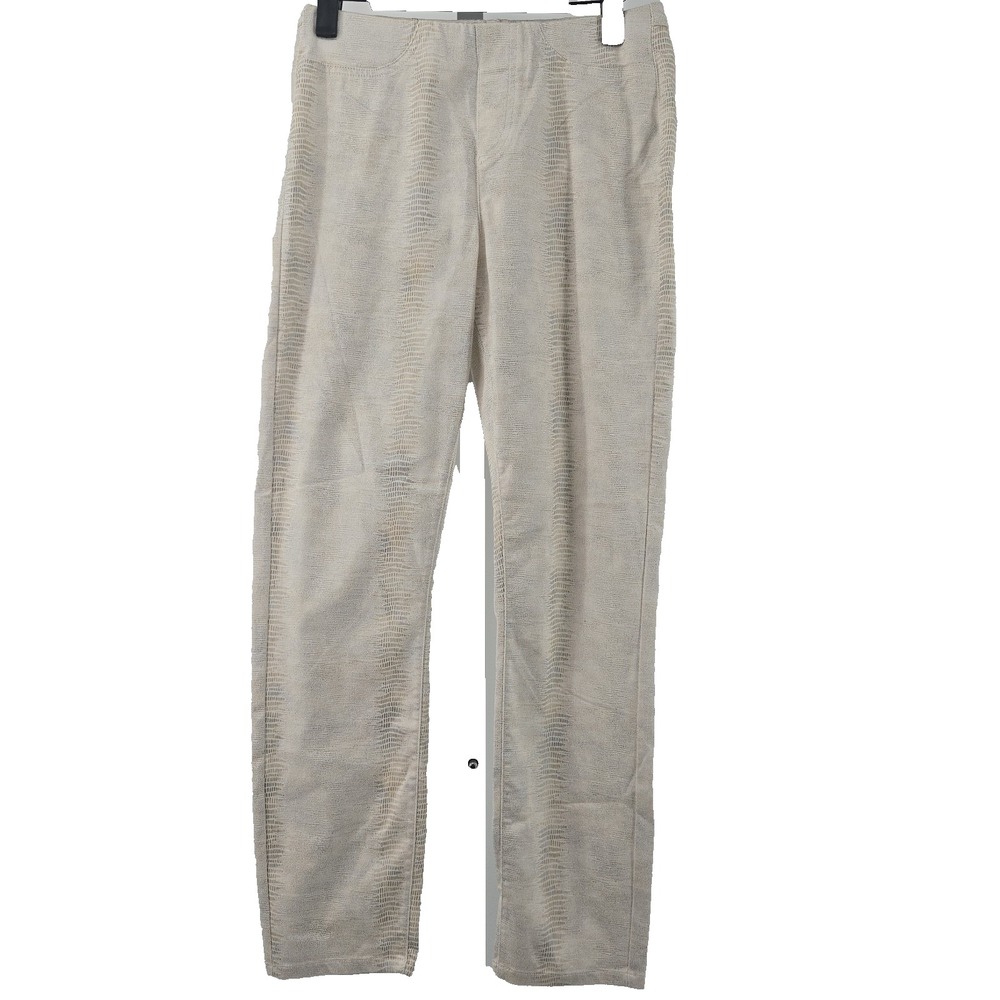 Joseph Ribkoff Size 4 White Gold Snake Pattern Pull-On Legging  Pants
